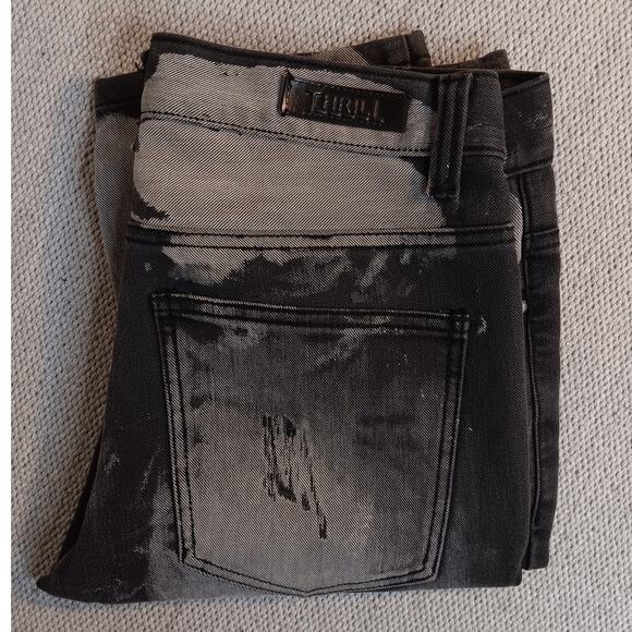 Thrill Denim & Supply Jeans Mens 33X32 Bleach Black Patches Grunge - Picture 3 of 15